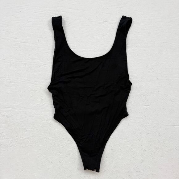 Sam Edelman Black Bodysuit S Open Back Double Lined Super Stretchy Scoop Neck - Picture 1 of 9